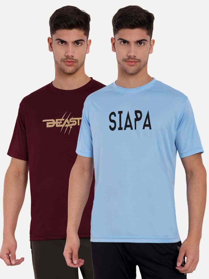 Pack Of 2 Typography Printed Antimicrobial T-shirt
