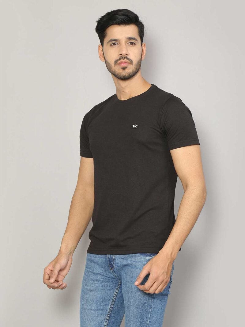 Men Crew Neck Black Outdoor T-shirt