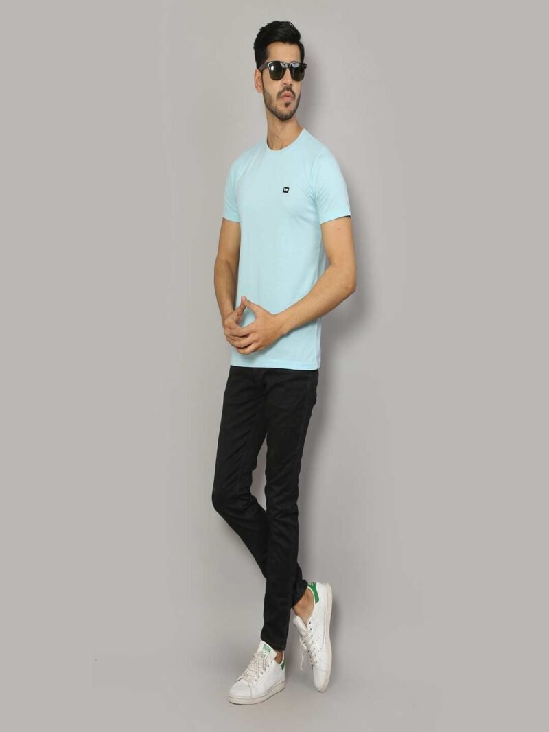 Men Crew Neck Blue Outdoor T-shirt - Image 6