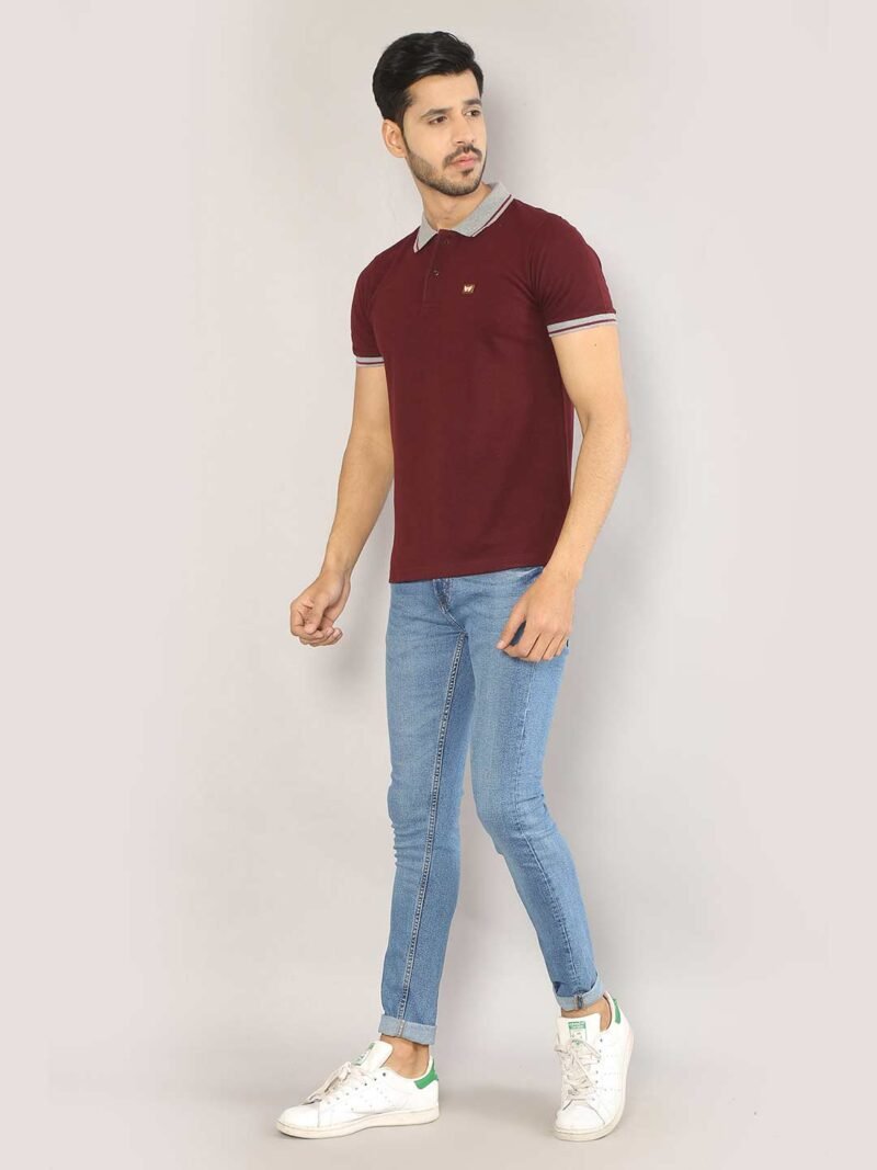SIAPA Men Maroon Polo Collar T-shirt - Image 6