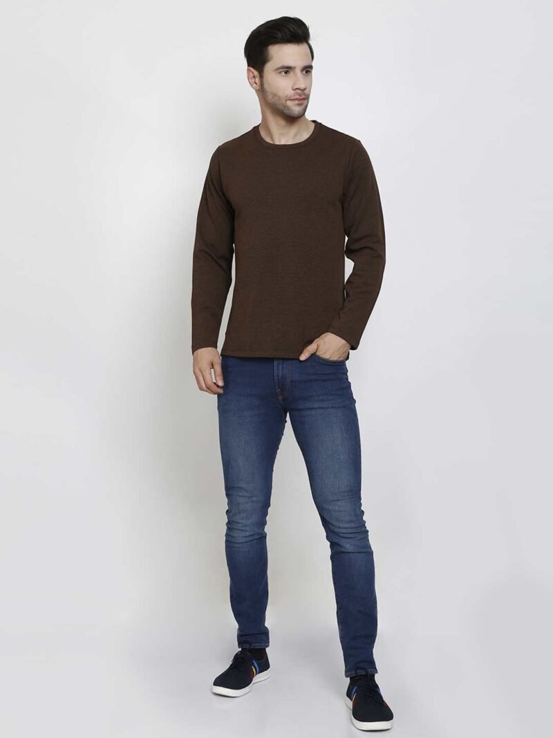 SIAPA Men Brown Round Neck Full Sleeve Outdoor T-shirt - Image 6