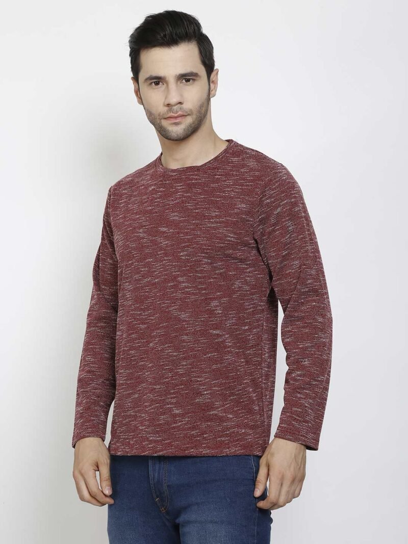 Men Maroon Round Neck Full Sleeve Outdoor T-shirt