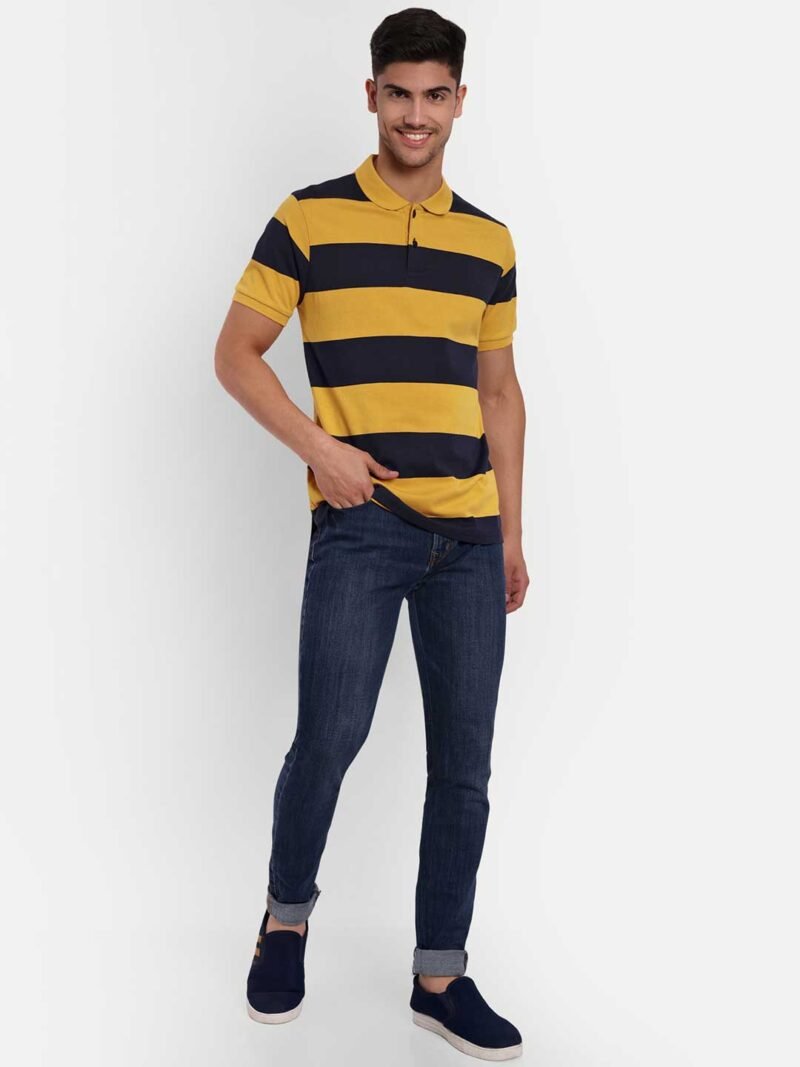 Striped Polo Collar Anti Odour Pure Cotton T-shirt - Image 6
