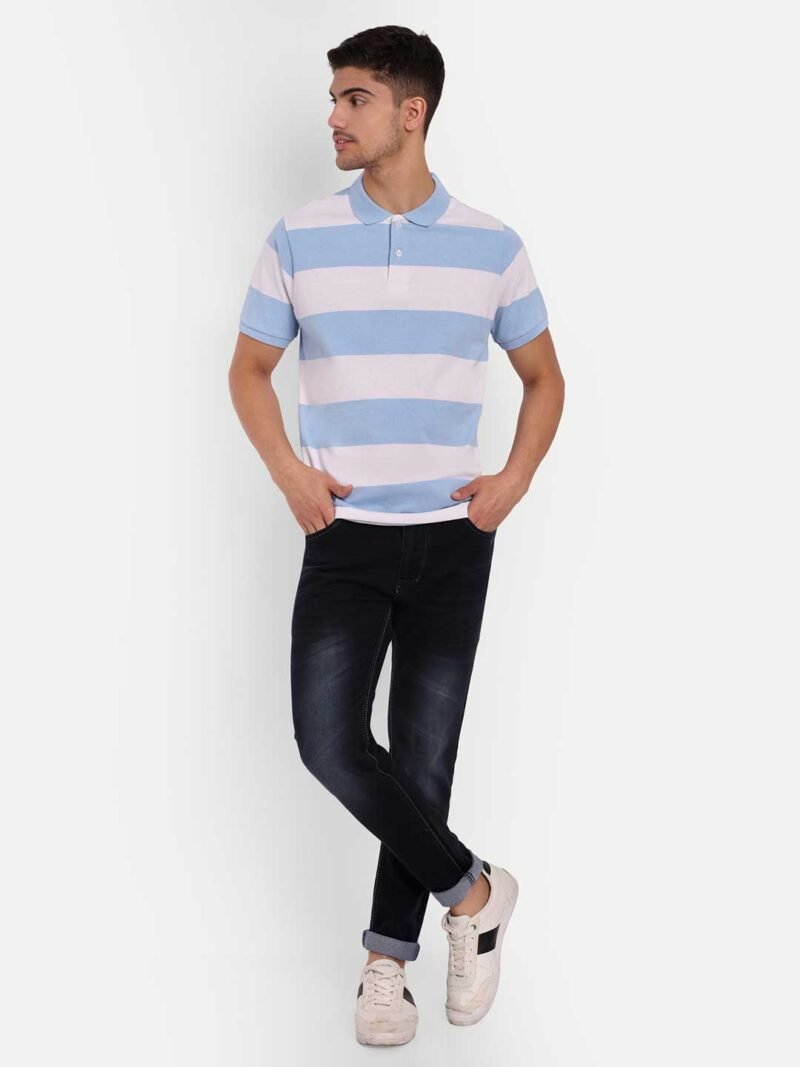 Striped Polo Collar Anti Odour Pure Cotton T-shirt - Image 6