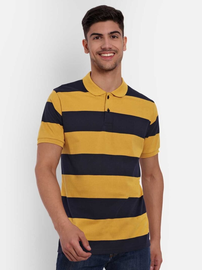 Striped Polo Collar Anti Odour Pure Cotton T-shirt