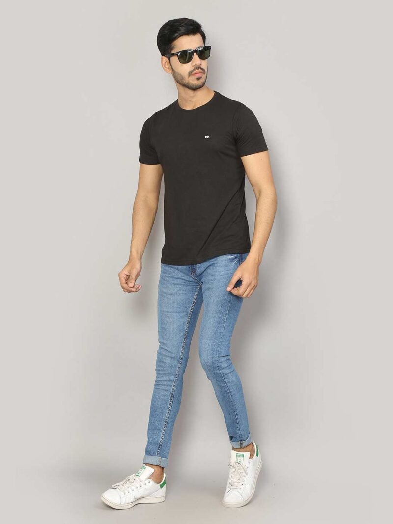 Men Crew Neck Black Outdoor T-shirt - Image 6