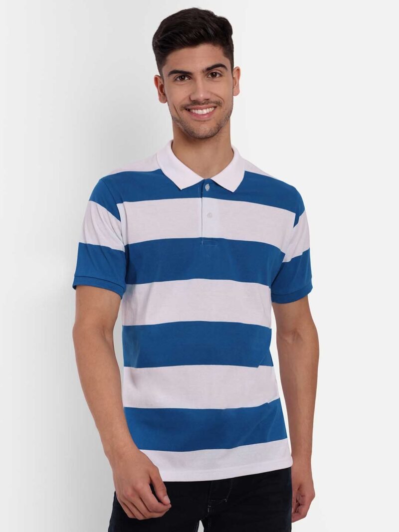 Striped Polo Collar Anti Odour Pure Cotton T-shirt - Image 6