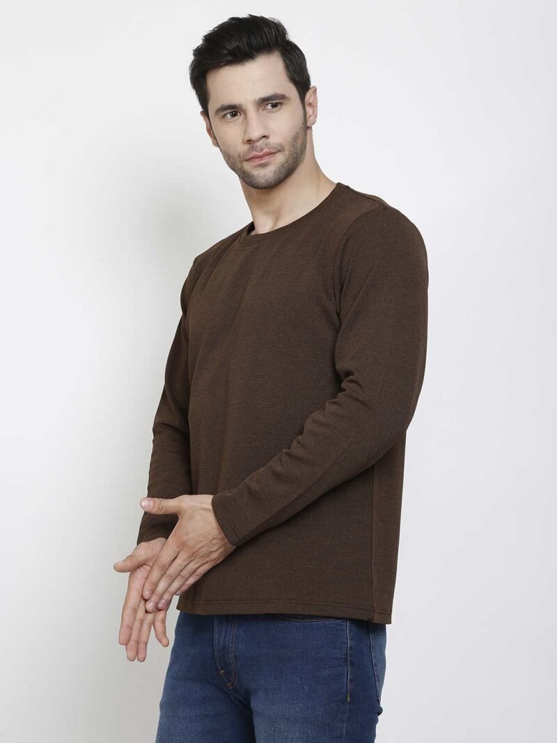SIAPA Men Brown Round Neck Full Sleeve Outdoor T-shirt