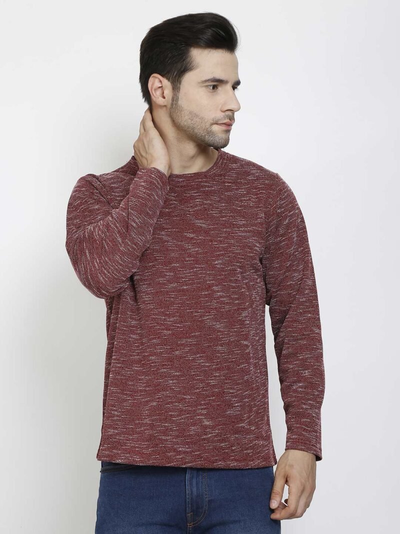 Men Maroon Round Neck Full Sleeve Outdoor T-shirt - Image 6