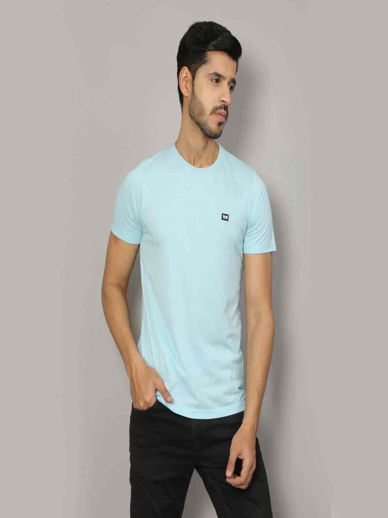 Men Crew Neck Blue Outdoor T-shirt