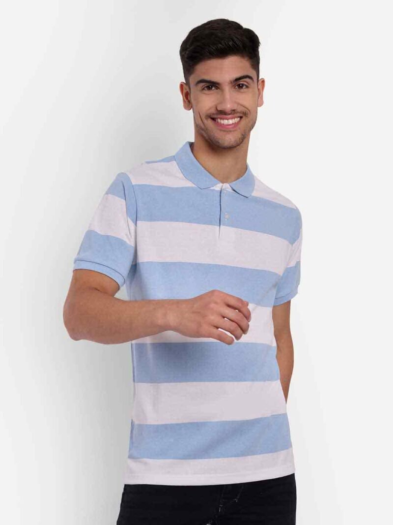 Striped Polo Collar Anti Odour Pure Cotton T-shirt