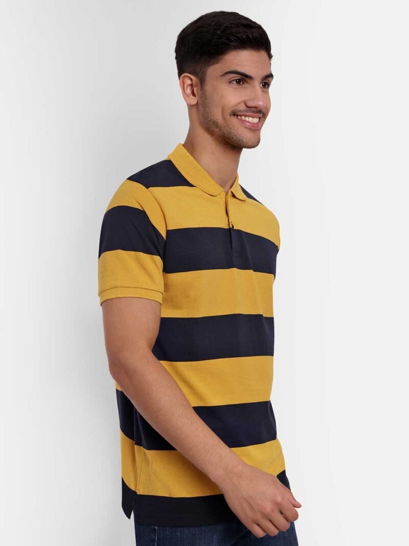Striped Polo Collar Anti Odour Pure Cotton T-shirt - Image 4