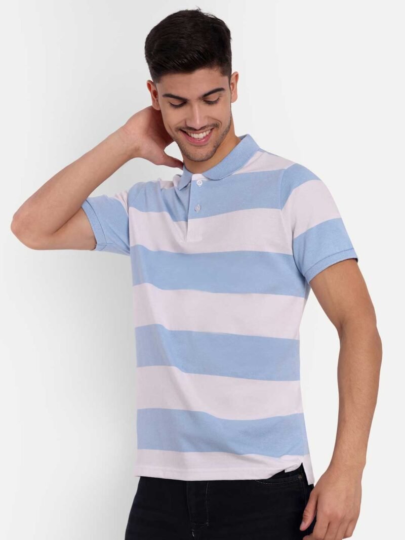 Striped Polo Collar Anti Odour Pure Cotton T-shirt - Image 5