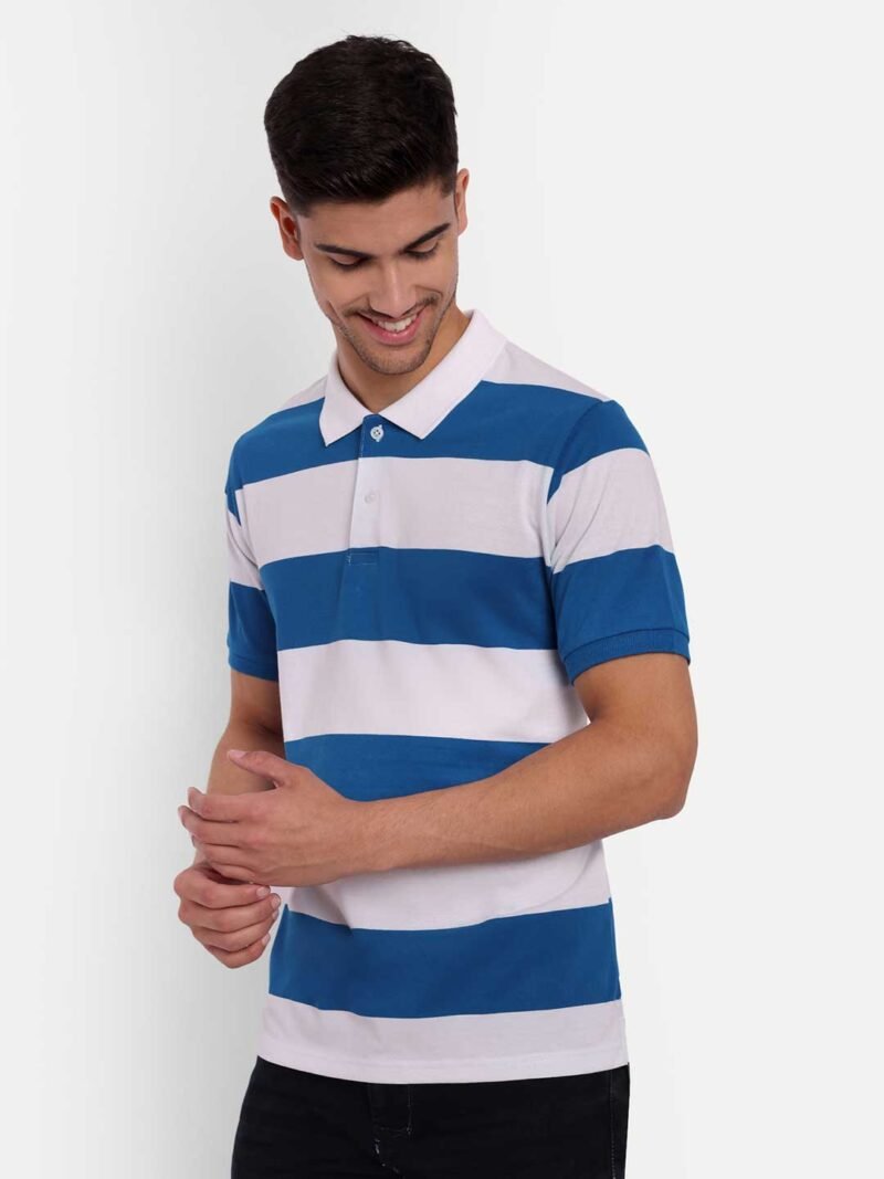 Striped Polo Collar Anti Odour Pure Cotton T-shirt - Image 5