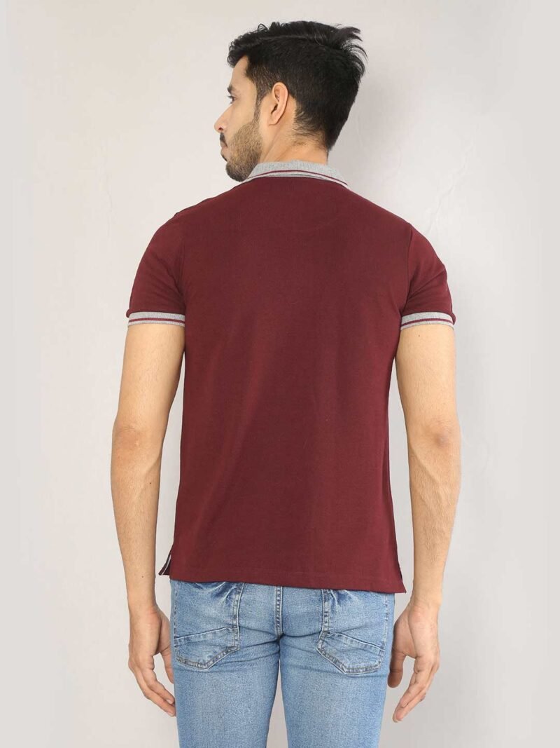 SIAPA Men Maroon Polo Collar T-shirt - Image 5