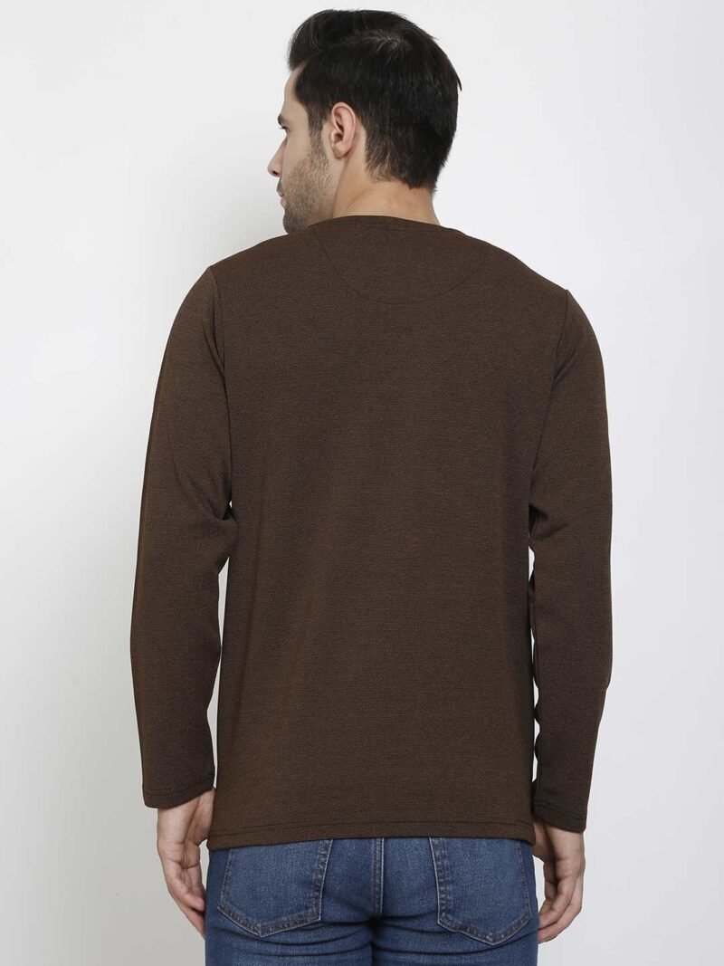SIAPA Men Brown Round Neck Full Sleeve Outdoor T-shirt - Image 5