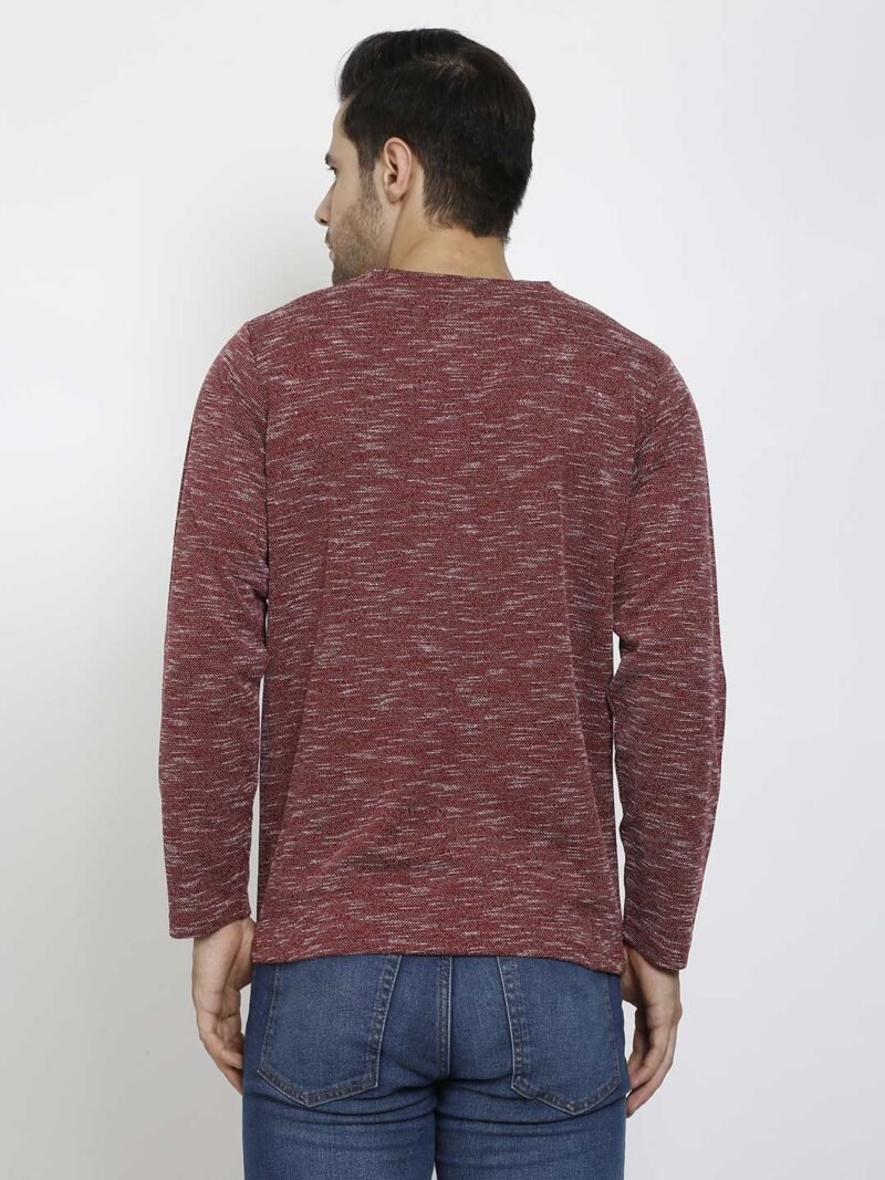 Men Maroon Round Neck Full Sleeve Outdoor T-shirt - Image 5