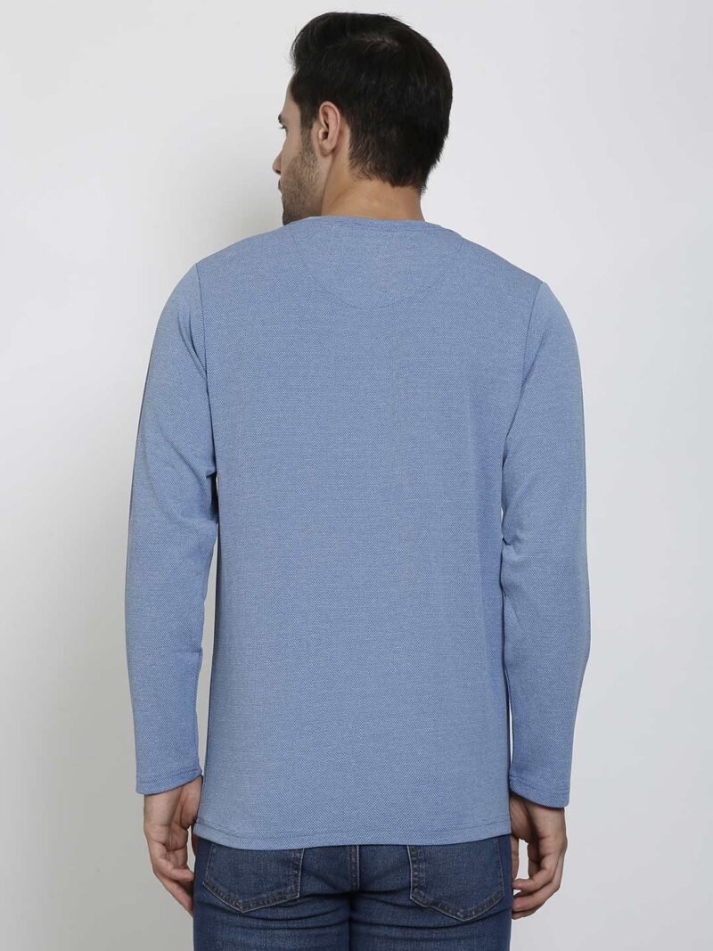 Men Blue Round Neck Full Sleeve Outdoor T-shirt - Image 4