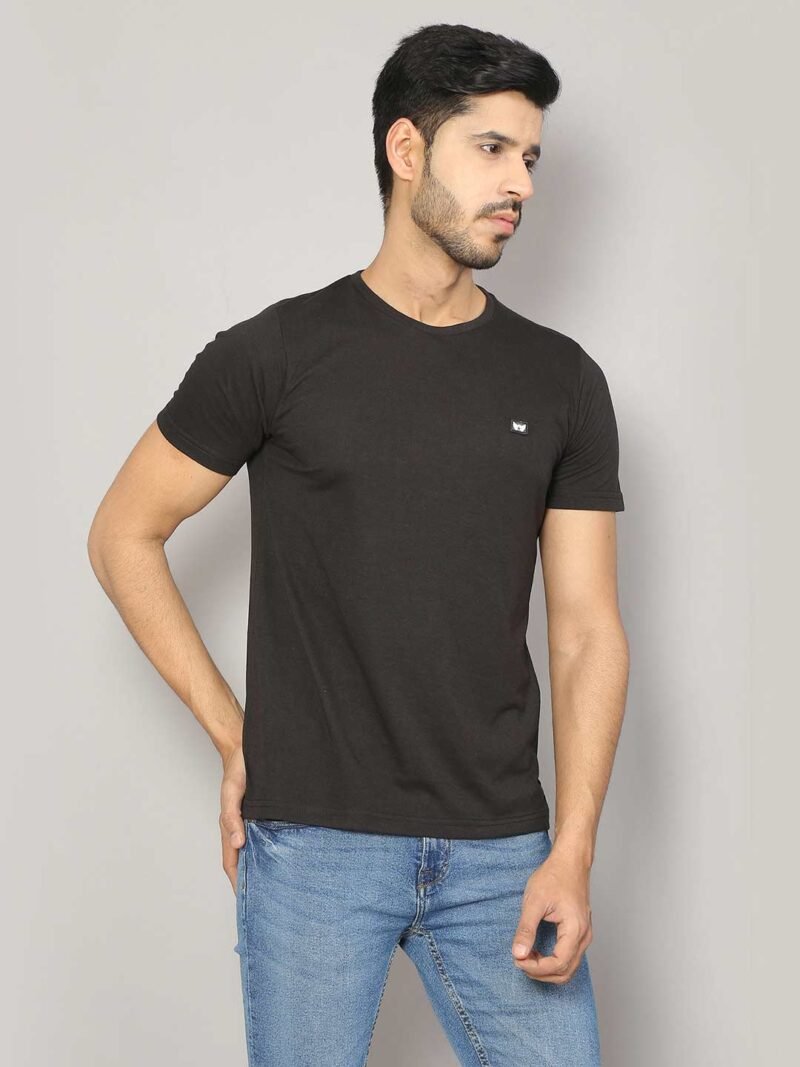 Men Crew Neck Black Outdoor T-shirt - Image 4