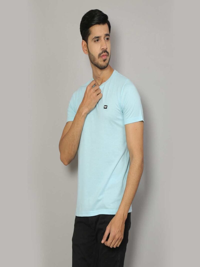 Men Crew Neck Blue Outdoor T-shirt - Image 3