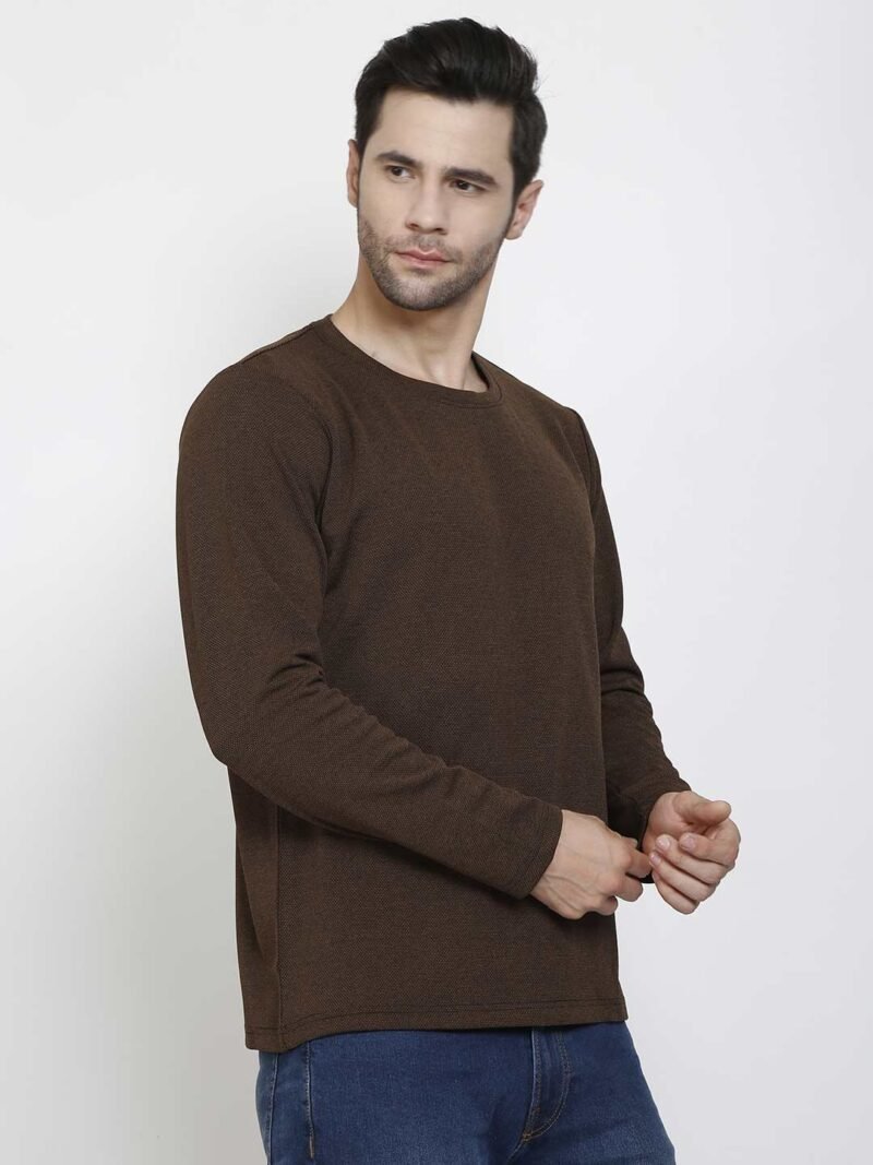 SIAPA Men Brown Round Neck Full Sleeve Outdoor T-shirt - Image 4