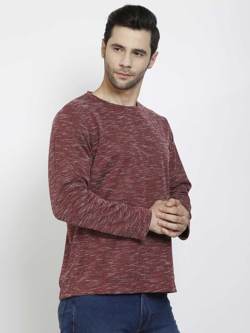 Men Maroon Round Neck Full Sleeve Outdoor T-shirt - Image 4