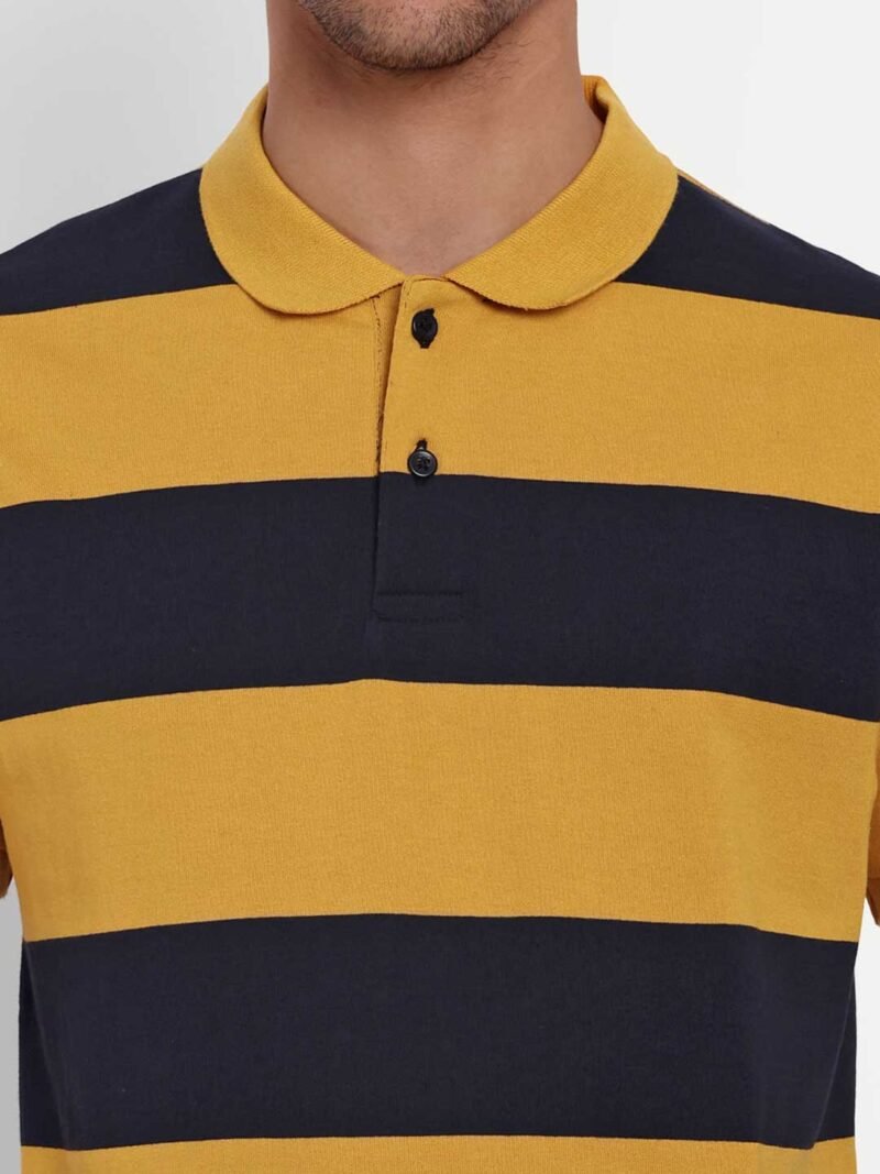 Striped Polo Collar Anti Odour Pure Cotton T-shirt - Image 2