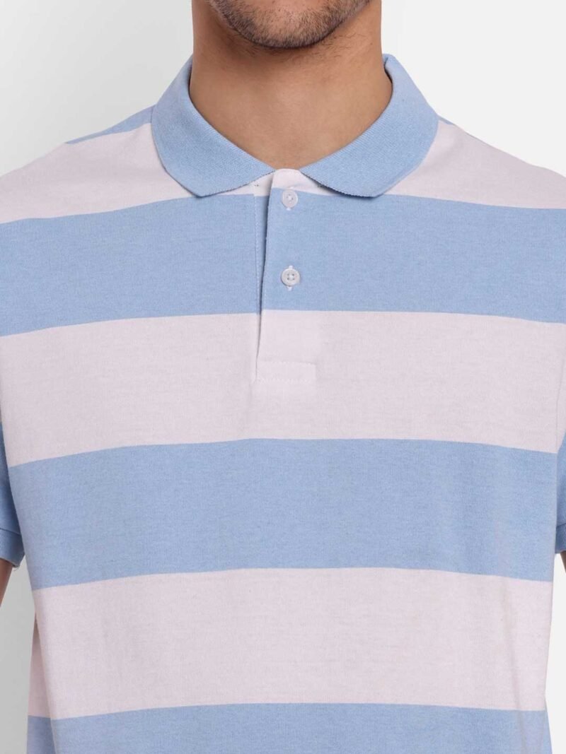Striped Polo Collar Anti Odour Pure Cotton T-shirt - Image 3