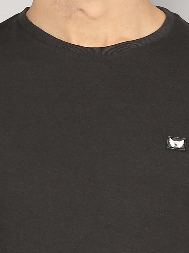 Men Crew Neck Black Outdoor T-shirt - Image 3