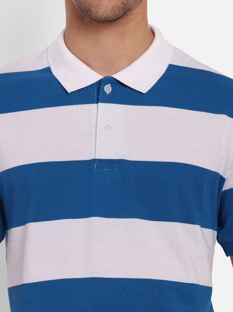 Striped Polo Collar Anti Odour Pure Cotton T-shirt - Image 3