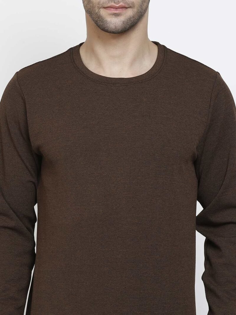 SIAPA Men Brown Round Neck Full Sleeve Outdoor T-shirt - Image 3