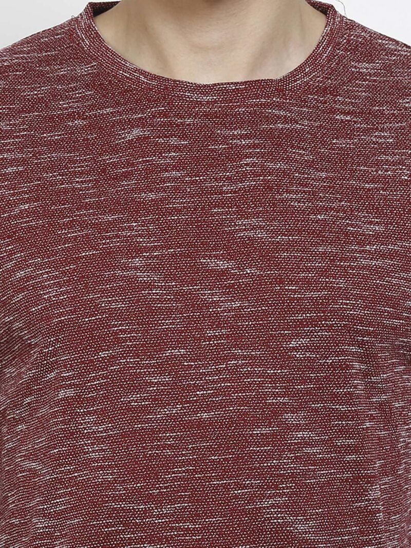 Men Maroon Round Neck Full Sleeve Outdoor T-shirt - Image 3