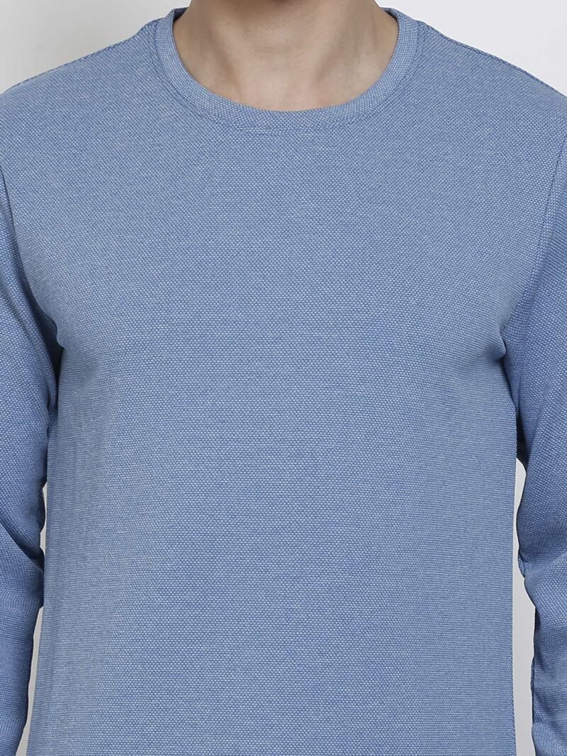 Men Blue Round Neck Full Sleeve Outdoor T-shirt - Image 2