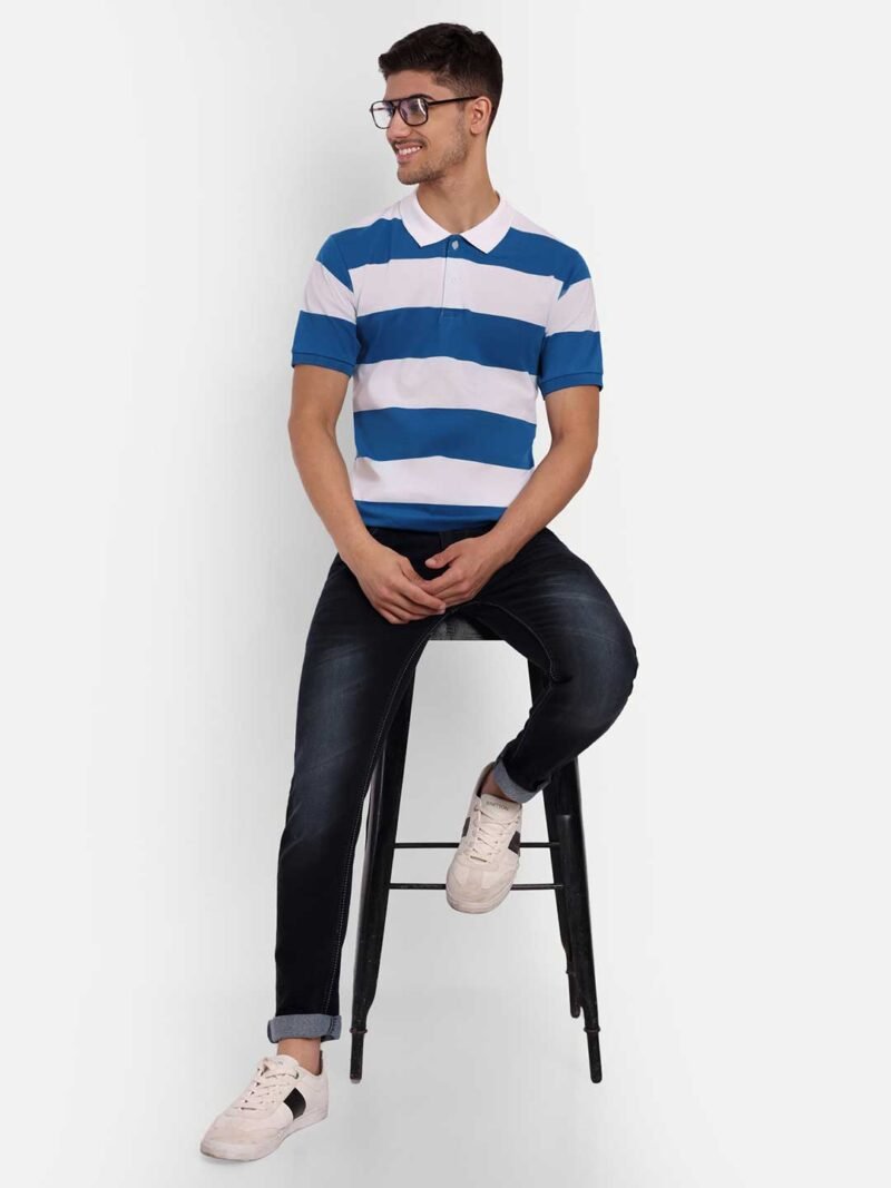 Striped Polo Collar Anti Odour Pure Cotton T-shirt - Image 2