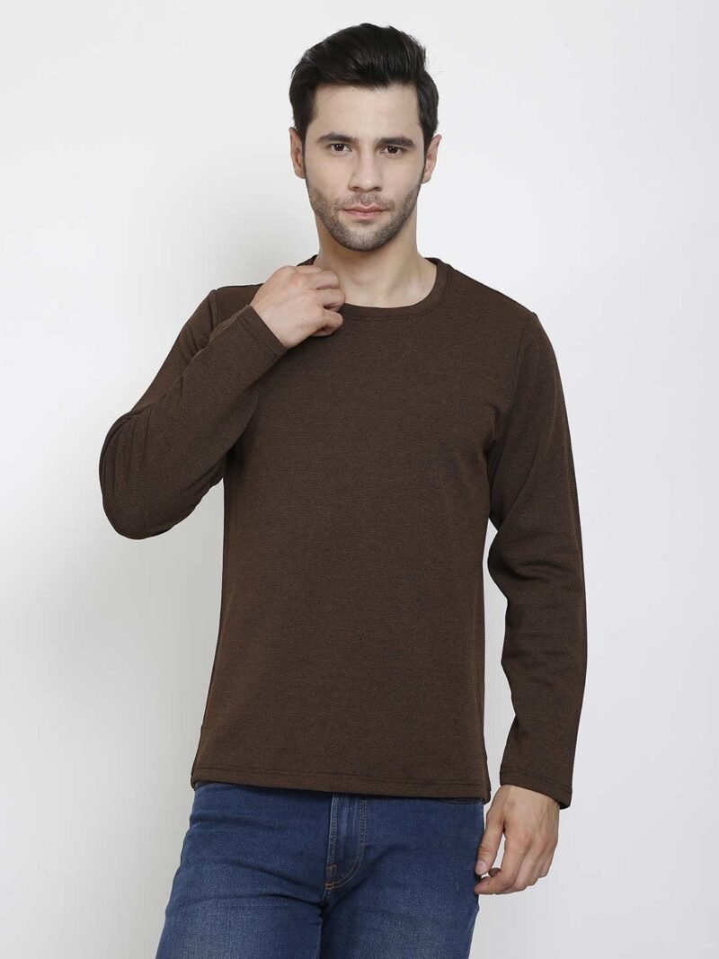 SIAPA Men Brown Round Neck Full Sleeve Outdoor T-shirt - Image 2