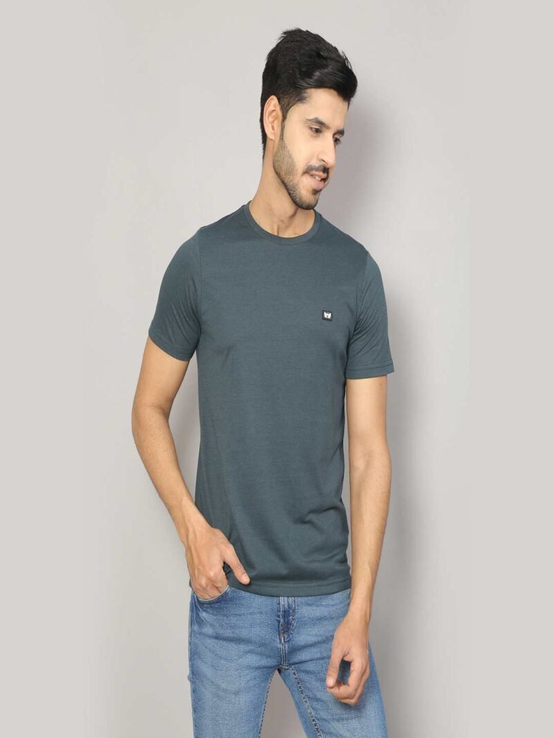 Men Crew Neck Blue Outdoor T-shirt - Image 6